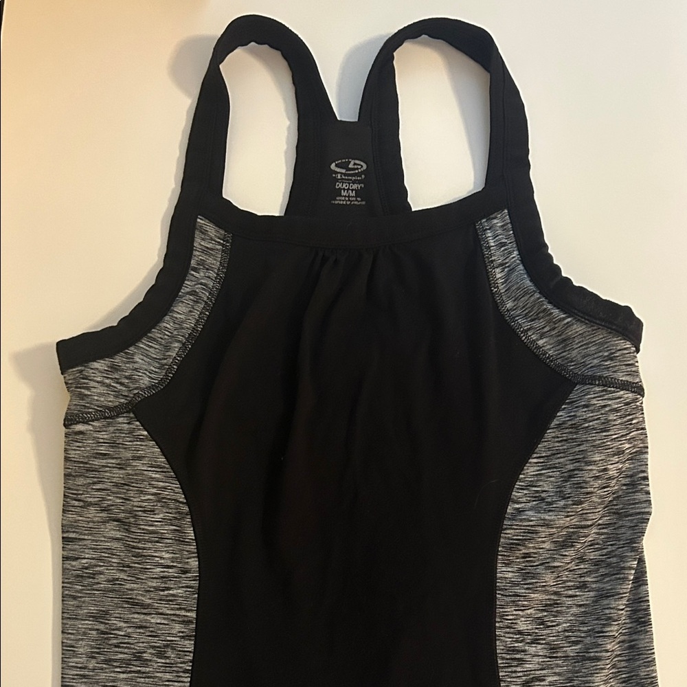 Champion Women's Black and Heather Gray Tank Top